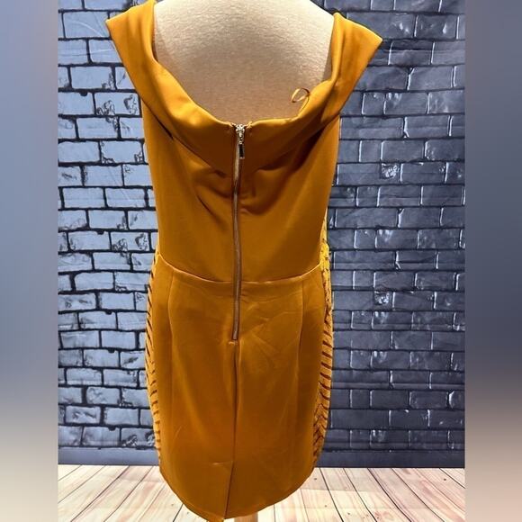 THALIA SODI Womens Gold Off Shoulder Short Cocktail Body Con Dress XL - Picture 6 of 7
